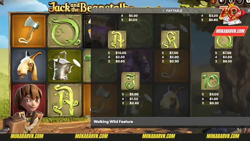 Tính năng và biểu tượng trong game Jack và Cây Đậu Thần